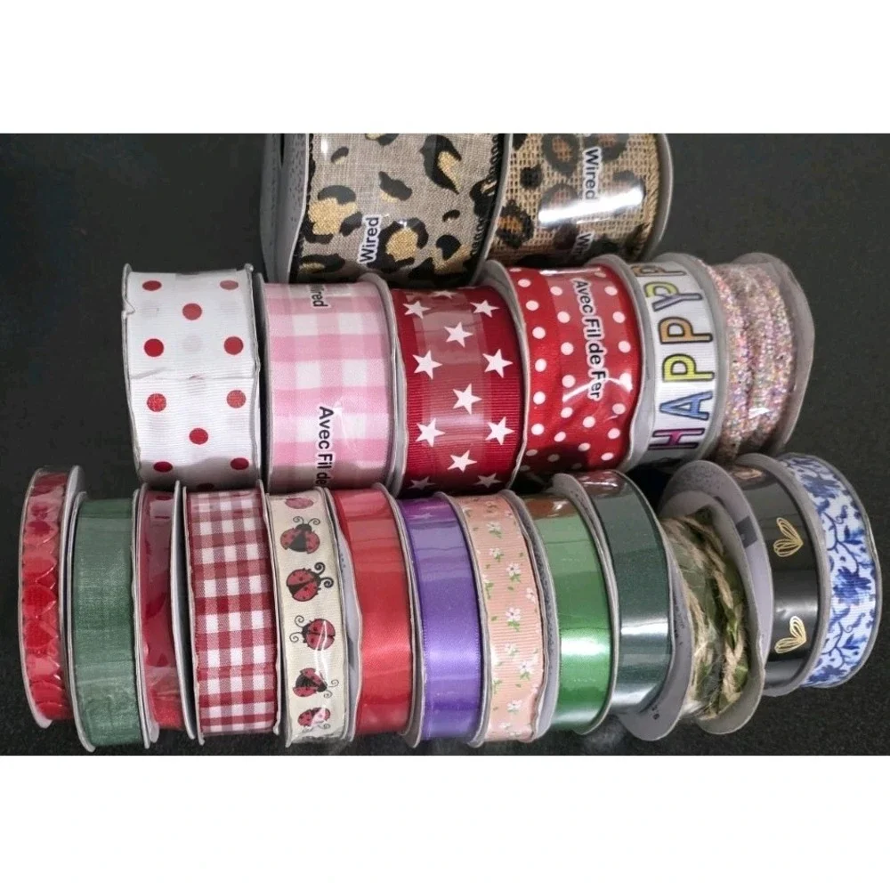 Lot of 21pc Ribbon Assorted Colors &‎ Patterns Craft Art Sewing NEW